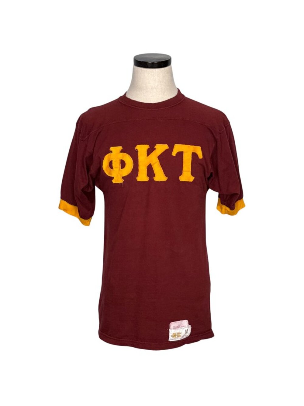 Vintage 70s Russell Athletic Maroon & Gold Lettered Tee M Short Sleeves